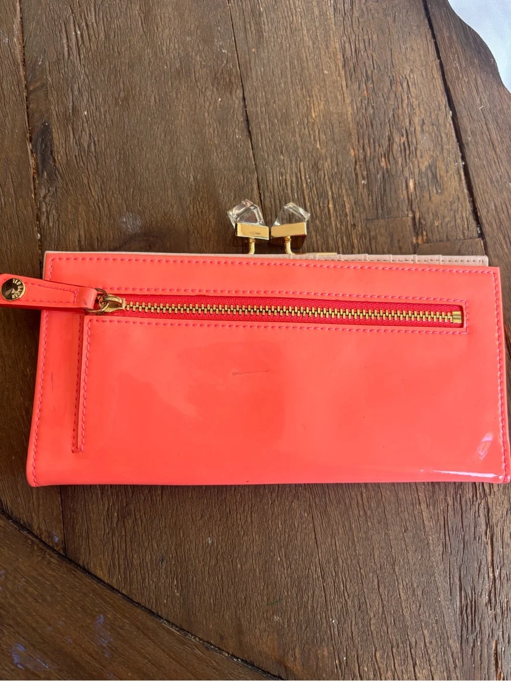 Ted Baker Coral Patent Clasp Wallet